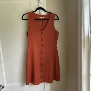 Madewell A-line orange button down dress size small